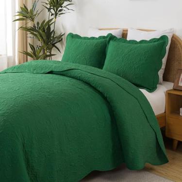 Imagem de HoneiLife Conjunto de colcha Queen Size – Conjunto de cama queen size de 3 peças, conjunto de colcha de microfibra, colchas reversíveis, retrô, conjunto de cama floral, todas as estações, verde