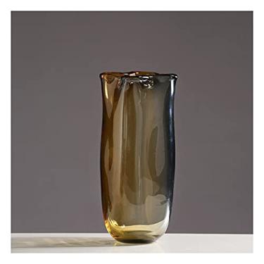 Imagem de Vaso de flores cinza âmbar vaso de vidro sala de estar, sala de estar, mesa de jantar, mesa de café, decoração de escritório, vaso de cor gradiente, vaso de jardim, decoração de casa, vasos de flores