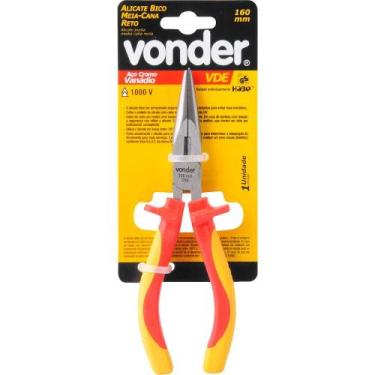 Imagem de Alicate Bico Meia Cana 160 mm Isolação Até 1.000 V Vonder