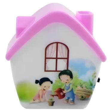 Imagem de Luminária Abajur Casinha Rosa Quarto Infantil Menina Tomada Noturna