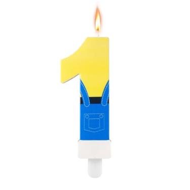 Imagem de Velas temáticas de anime, velas de aniversário de desenho animado azul e amarelo bonito jeans azul desenho animado feliz aniversário velas número velas de aniversário decorações de bolo de aniversário