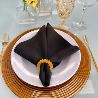 Imagem de Kit Guardanapo De Tecido Para Mesa Posta Ponto Ajour (4, Preto)