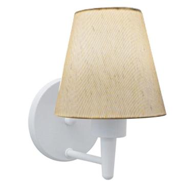 Imagem de Arandela Cone Md-2004 Base Branco Cúpula Em Tecido 14-14x07cm Linho Bege - Bivolt