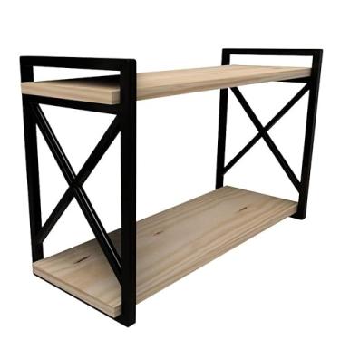 Imagem de Prateleira de Madeira Estilo Industrial com Suporte Resistente para Decoração e Organização – Prateleira de Parede Durável (20x60CM)