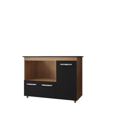 Imagem de Balcão Cooktop 3 Portas Com Espaço Para Forno(Savana/Preto,5 Bocas)