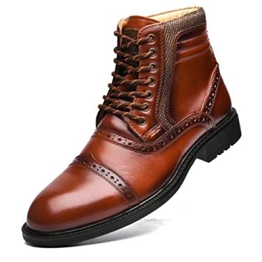Imagem de Arkbird Chelsea Bota masculina Chukka de couro elegante e confortável com zíper, Marrom avermelhado - 806, 41