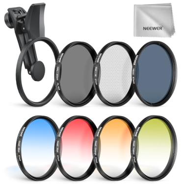 Imagem de NEEWER Conjunto de filtros ND de 67 mm, pacote com 7 unidades, compatível com Android, Samsung, Google Pixel, Huawei, Xiaomi, Clip On CPL+ ND32 + Starlight + GND (vermelho/laranja/amarelo/azul) kit de