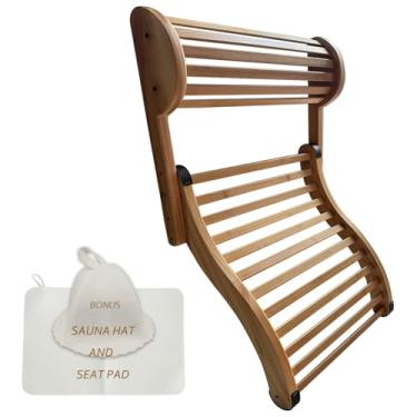 Imagem de NUIBY Encosto de sauna de altura ajustável com travesseiro de pescoço – construção de bambu natural e almofadas de borracha antiderrapantes, pacote único acessório de sauna (1 pacote)