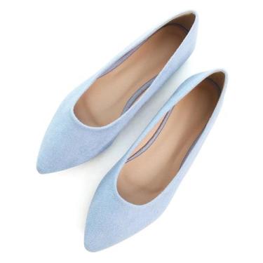 Imagem de Sapatos rasos ChaiRong Zhou B-Sky Blue Pointy Toe para mulheres