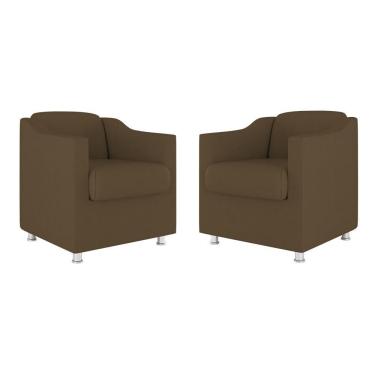 Imagem de Kit 02 Cadeiras Poltronas Decorativas Recepção Clinica Suede Cor:marrom