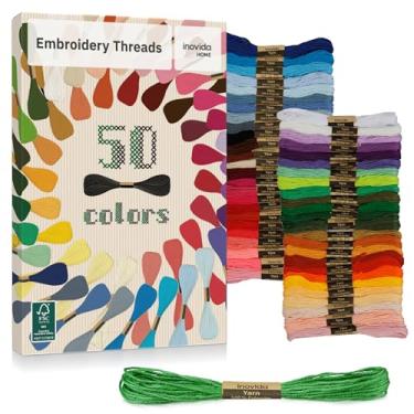 Imagem de Conjunto de fio dental bordado - 50 cores, 40 metros: kit de linha de artesanato e costura para pulseiras da amizade, ponto cruz, tecelagem para iniciantes e profissionais - Inovida