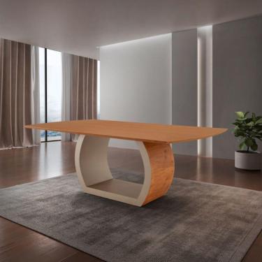 Imagem de Mesa Para Sala De Jantar Ellis 180cm Madeira Moderna Mobília Cinamomo Com Champanhe-cinamomo Imbuia