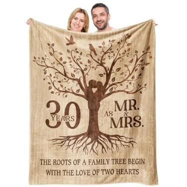 Imagem de Glydein Presentes de casamento de feliz aniversário de 30 anos, decoração de cobertor macio de flanela, presentes românticos de 30º aniversário para marido casal, melhores decorações de aniversário de