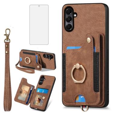 Imagem de Asuwish Capa de telefone para Samsung Galaxy A56 5G capa carteira com protetor de tela de vidro temperado e alça de pulso RFID suporte de cartão de crédito anel acessórios de celular A 56 56A LTE