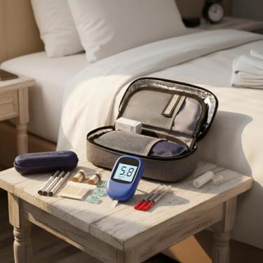 Imagem de Estojo Case Térmica Para Insulina Medicamento Viagem Portátil C/Bolsa Gel Isolante (Cinza)