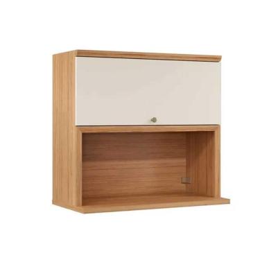 Imagem de Armário Aéreo P- Cozinha Selene C- 1 Porta C- Nicho Microondas 80cm Jequitiba-off White Fosco - Linea