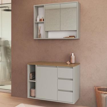 Imagem de Armário de Banheiro Belagavi 3 Portas 3 Gavetas com Espelho Arenas - Art In Móveis