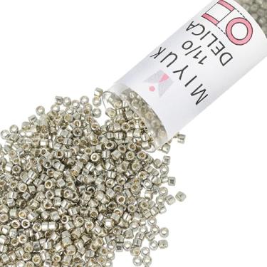 Imagem de Miyuki Contas de sementes Delica 11/0 – Duracoat luz galvanizada fumê estanho DB1851 7,2 gramas