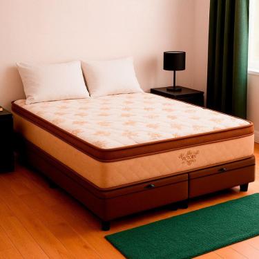 Imagem de Cama Box Baú Queen Marrom E Colchão Victory Molas Vstore