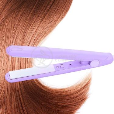 Imagem de Mini Chapinha Prancha Portátil 17Cm Bivolt Profissional Roxo
