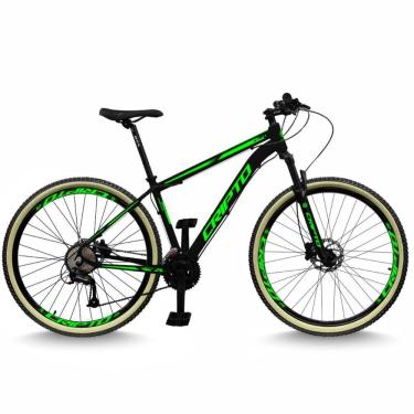 Imagem de Bicicleta Aro 29 Cripto 24 Marchas Freios Disco E Suspensão Pneu Bege - Preto/verde - 21" Preto/verde