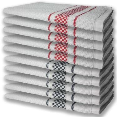 Imagem de 10 Panos De Prato Atoalhado Felpudo Premium 5 Vermelho 5 Preto