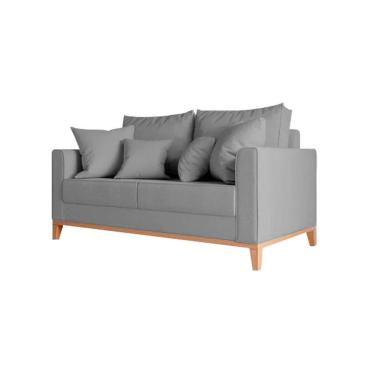 Imagem de Sofá Namoradeira Beny Base Em Madeira Maciça Linho Cinza