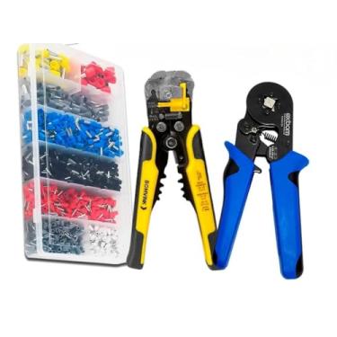 Imagem de Kit Alicate Crimpar Descascador 1200 Terminais Ilhós Tubular