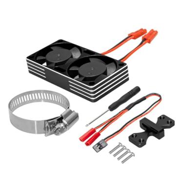 Imagem de simhoa Kit de Ventoinhas para Dissipação de Calor do Motor de Carro RC 22000RPM com Resfriamento Duplo e Radiador de Motor, Preto