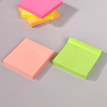 Imagem de Notas adesivas 7,5 x 7,6 cm, almofadas autoadesivas de cores brilhantes, fáceis de colocar para casa, escritório, caderno, 100 folhas/bloco, 2 blocos (verde, vermelho)