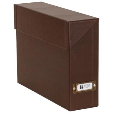 Imagem de Bigso Lovisa Caixa de armazenamento de documentos de papelão de fibra com 12 arquivos dobrados para papéis A4 e tamanho carta - Caixa organizadora de arquivos durável com tampa e suporte de etiqueta