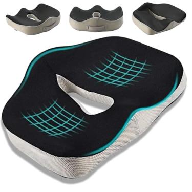 Imagem de Almofada grande para alívio da dor no cóccix, almofada de assento de espuma viscoelástica para cadeira de escritório, cadeira de rodas, almofada ergonômica para dor no quadril, ideal para ciática