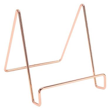 Imagem de Zerodis Suporte de Placa Expositor Coleção de Artesanato Ornamentos Colecionáveis ​​Colocação Robusta para Pratos Livros Tablets Ideal para Home Office e Eventos Suporte de Placa Expositor de Ferro (Ouro Rosa)