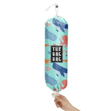 Imagem de IHopes+ Suporte de saco de plástico, porta-sacolas plásticas reutilizáveis para cozinha doméstica, viagem, acampamento, decoração de praia, use 1 pacote, vida marinha