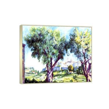 Imagem de Famosa imagem de paisagem de arte de parede - impressões em tela - árvores 2 - pintura de moldura prata para sala de estar banheiro decoração de casa 30 x 35 cm 12 x 13 polegadas
