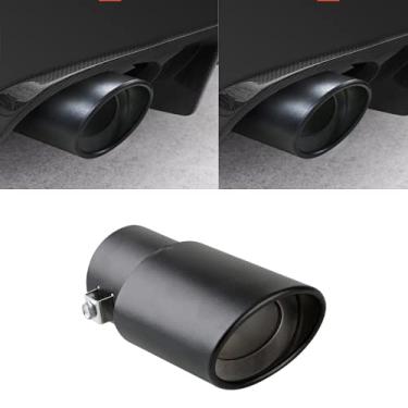 Imagem de idain Tubos pretos de aço inoxidável aparafusados para escapamento de carro com ponta silenciadora de escapamento universal, diâmetro de 3,8 cm a 6,3 cm (reto)