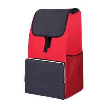 Imagem de Bolsa de substituição para carrinho de mercearia/carrinho de compras – Sacos de carrinho à prova d'água, para moldura de liga de alumínio, 33 x 25 x 56 cm (vermelho)