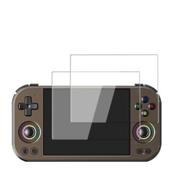Imagem de KONXISA Pacote com 2 protetores de tela para Anbernic RG477M, protetor de tela de vidro temperado para jogadores, película protetora transparente HD antiarranhões e sem bolhas