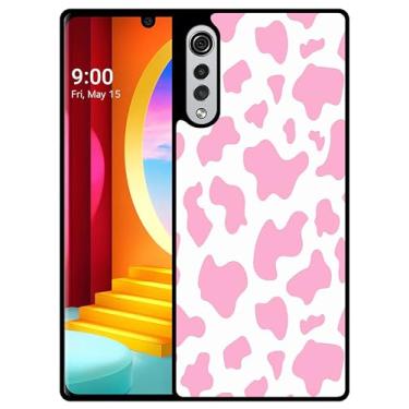Imagem de SM CASES Capa para LG Velvet 5G - Capa de pele de vaca estampa animal rosa design impresso 2D capa protetora de borracha TPU à prova de choque para LG Velvet 5G