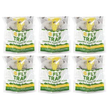 Imagem de Armadilhas para moscas descartáveis para uso externo – adicione água e pendure sacos de armadilha para moscas com atrativo, não tóxico, sem pesticidas – para quintal, pátio, jardim, acampamento e