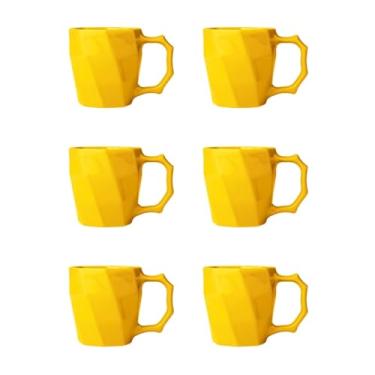Imagem de Jogo de Xicara, Jogo de Canecas Cerâmicas Kit 6 peças Louça Café Da Manha Conjunto(AMARELO)