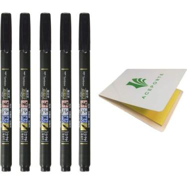 Imagem de Conjunto de canetas Tombow Fudenosuke Soft Brush, 5 canetas com notas 