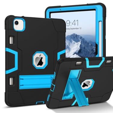 Imagem de BENTOBEN Capa protetora para iPad Air de 11 polegadas M2 2024, iPad Air 6ª geração, 3 camadas, resistente, à prova de choque, suporte protetora, para iPad Air 6 de 11 polegadas, preto/azul