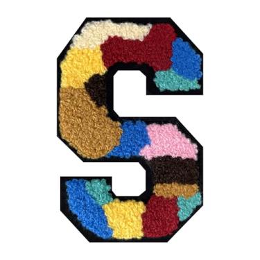 Imagem de 1 Patch de letra de chenille de ferro de camuflagem de 15 cm – Adesivos do alfabeto para roupas, jaquetas, mochilas, chapéus para decoração personalizada, nome personalizado e artesanato. (P)