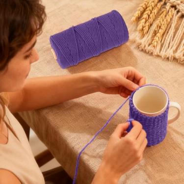 Imagem de Fio de algodão, corda artesanal macia para macramé, projetos de bricolage e muito mais, perfeita para pendurar na parede e decoração de casa