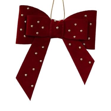 Imagem de Fancyes Enfeite de Natal para pendurar na árvore, decoração natalina multiuso para jardim, guirlanda e decoração de Natal, Laço Vermelho