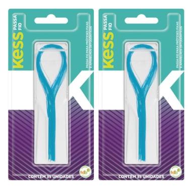 Imagem de Kit Com 2 Passa Fio Kess | 70 Unidades | Guia Para O Fio Dental | Para Aparelhos E Próteses