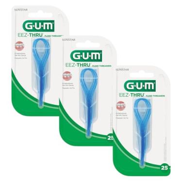 Imagem de Kit Com 3 Passa Fio GUM | 75 Unidades | Guia Para O Fio Dental | Auxilia Na Higiene de Aparelhos e Próteses