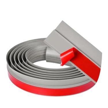 Imagem de Baoblaze Fita de vedação para juntas de pisos de 2 m, fita de borda para pisos de madeira, de borda para carpetes, revestimento de de porta impermeável, Textura de Madeira Cinza