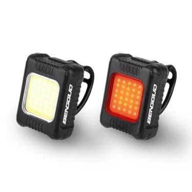 Imagem de XCPHGFM Conjunto de farol e lanterna traseira de bicicleta USB recarregável mini luz dianteira e traseira